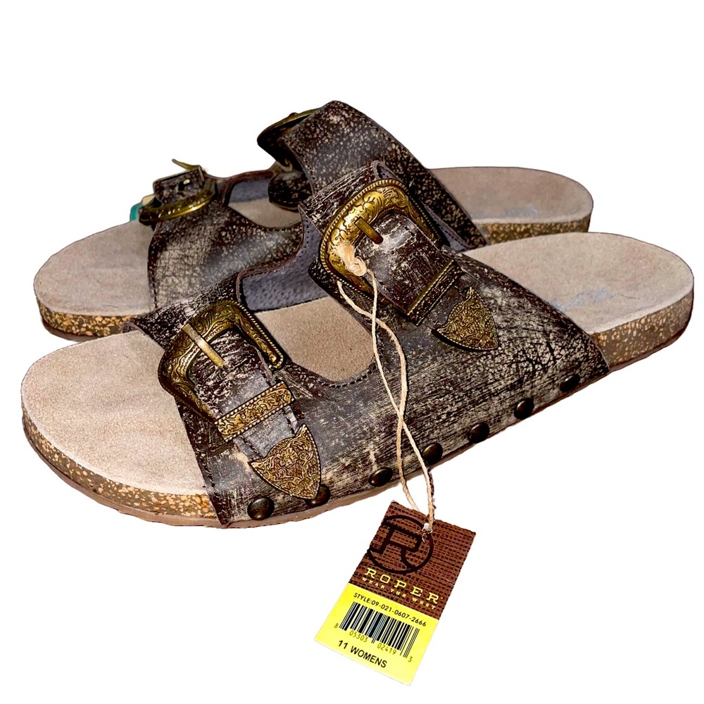 Roper Double Buckle Western Sandals Coastal Cowgirl Rodeo Minimalist